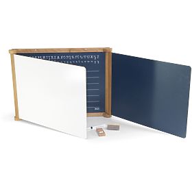 Jeujura Drewniana trójskrzydłowa tablica wielofunkcyjna 156x43 cm z akcesoriami
