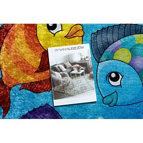 JUNIOR 51594.801 dywan myjący okrągły ryby, ocean dla dzieci antypoślizgowy - niebieski, F.H.Kabis