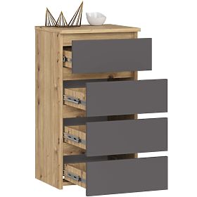 KOMODA CL4 PK DĄB ARTISAN / SZARY