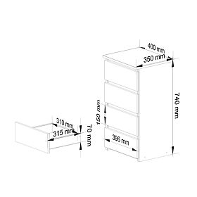 KOMODA CL4 PK GRAFIT SZARY / BIAŁY