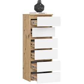 KOMODA CL6 PK DĄB ARTISAN / BIAŁA