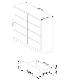 KOMODA K 120 cm 8 SZUFLAD PK DĄB SONOMA