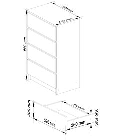 KOMODA K 60 cm 4 SZUFLADY PK OLCHA