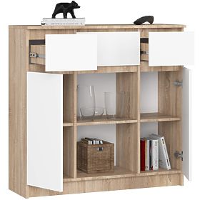 KOMODA K100 2D 3SZ 1P PK DĄB SONOMA / BIAŁA