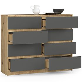 KOMODA K120 8SZ CLP PK DĄB ARTISAN / SZARY