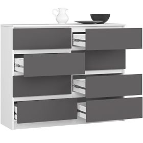 KOMODA K120 8SZ PK BIAŁA / SZARA