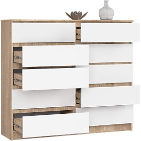 KOMODA K140 10SZ CLP PK DĄB SONOMA / BIAŁA