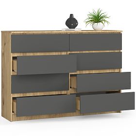 KOMODA K140 8SZ CLP DĄB ARTISAN / SZARY
