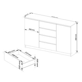 KOMODA K160 2D 4SZ CLP PK BIAŁA / SZARA