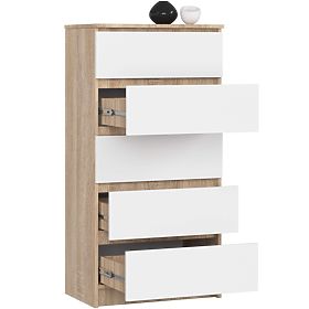 KOMODA K60 5SZ CLP PK DĄB SONOMA / BIAŁA