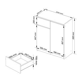KOMODA K80 2D 1SZ CLP PK CZARNY POŁYSK
