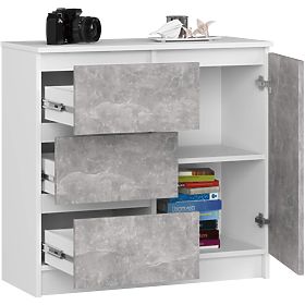 KOMODA K80 JERRY 1D 3SZ PK BIAŁA / BETON