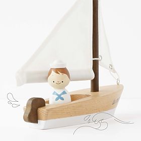 Le Toy Van Drewniany żaglowiec z kapitanem