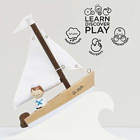 Le Toy Van Drewniany żaglowiec z kapitanem