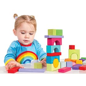 Le Toy Van Petilou Wózek z tęczowymi klockami