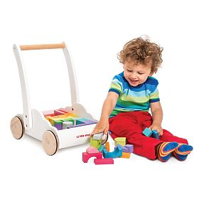 Le Toy Van Petilou Wózek z tęczowymi klockami