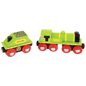 Lokomotywa Bigjigs Rail Green z tendrem + 3 tory