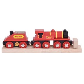 Lokomotywa Bigjigs Rail Red z tendrem + 3 szyny