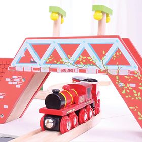 Lokomotywa Bigjigs Rail Red z tendrem + 3 szyny