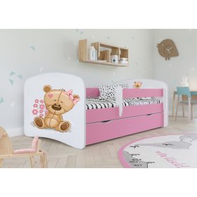 Łóżko dla dziecka z barierką Ourbaby - Miś - różowe, All Meble