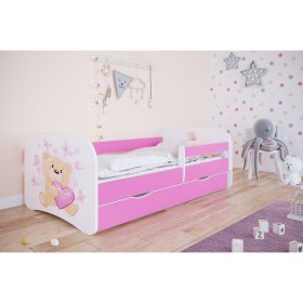 Łóżko dla dziecka z barierką Ourbaby - Miś - różowe, Ourbaby