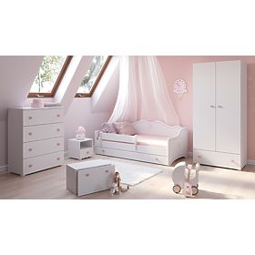 Łóżko dziecięce EMMA z szufladą i barierką 180x80 różowe