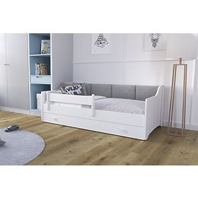 Łóżko dziecięce ERYK z szufladą i barierką 160x80 szary panel