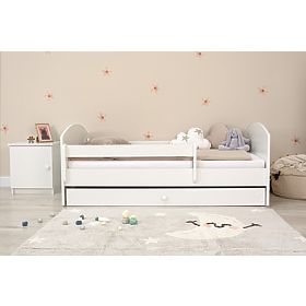 Łóżko dziecięce Ourbaby z barierką - białe