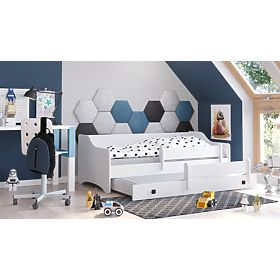 Łóżko podwójne ERYK z szufladą i barierką 160x80 czarna rączka