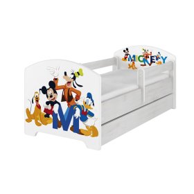 Łóżeczko dziecięce z barierką - Przyjaciele Mikiego - dekor z norweskiej sosny, BabyBoo, Mickey Mouse Clubhouse