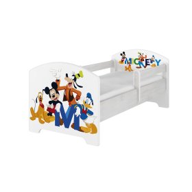 Łóżeczko dziecięce z barierką - Przyjaciele Mikiego - dekor z norweskiej sosny, BabyBoo, Mickey Mouse Clubhouse