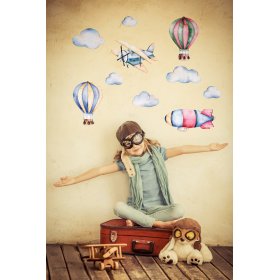 Dekoracja na ścianę - Balony i samoloty, Mint Kitten