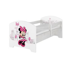 Łóżeczko dziecięce z barierką - Myszka Minnie w Paryżu - biała, BabyBoo, Minnie Mouse