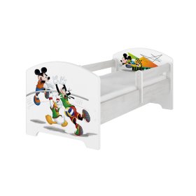 Łóżeczko dziecięce z barierką - Myszka Miki i siatkówka - dekor sosna norweska, BabyBoo, Mickey Mouse Clubhouse