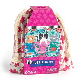 Mudpuppy Puzzle Kocięta w filiżance do herbaty w materiałowym woreczku 36 elementów, Mudpuppy