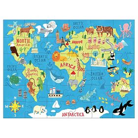 Mudpuppy Puzzle Mapa świata w materiałowym woreczku 36 elementów, Mudpuppy
