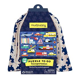 Mudpuppy Puzzle Środki transportu w materiałowym woreczku 36 elementów, Mudpuppy