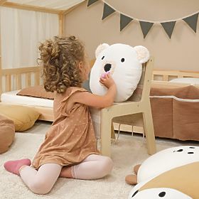 Muślinowa poduszka Ourbaby Ø 35 cm Miś - ecru