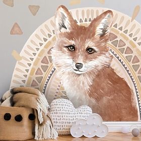 Naklejki na ścianę - lisek na tęczowym tle
