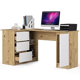 NAROŻNE BIURKO B20 CLP LEWOSTRONNE PK DĄB ARTISAN / BIAŁY