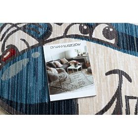 Nowoczesny dywan dziecięcy TOYS 75320 SAMOLOT, efekt 3D, nieregularny kształt, niebieski, turkusowy,, F.H.Kabis