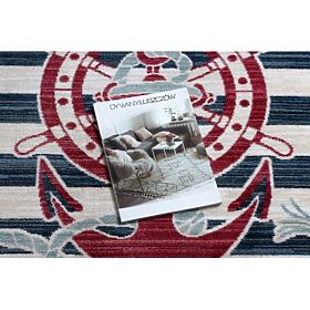 Nowoczesny dywan dziecięcy TOYS 75324 KOTWA, nieregularny kształt, kremowy, turkusowy, ciemnoniebies