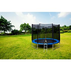 Ogrodowa trampolina z zewnętrzną siatką o średnicy 8 ft 244-252 cm + drabinka, Bauerkraft