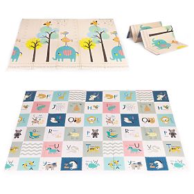 Piankowa mata dla dzieci 200x150 cm edukacyjna dwustronna składana miarka wzrostu alfabet ECOTOYS