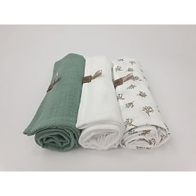 Pieluszki muślinowe 3 szt - zielone, TOLO