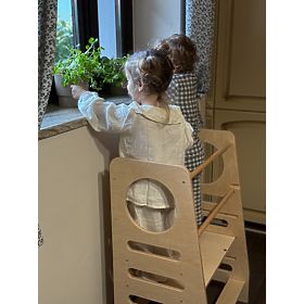 Wieża edukacyjna dla rodzeństwa DOUBLE M - naturalna