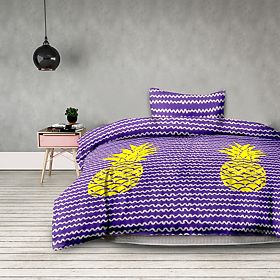 Pościel BASIC - AMELIAHOME kolor fioletowy, wzór drukowany, styl nowoczesny 155x220*2+80x80
