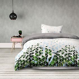 Pościel BASIC kolor zielony z nadrukiem roślinnym nowoczesny styl 155x220*2+80x80*2 AmeliaHome