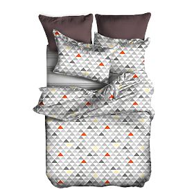 Pościel BASIC szara z geometrycznym wzorem 155x220_80x80*1 DecoKing