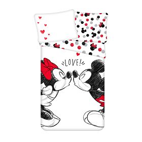 Pościel dziecięca Mickey i Minnie 'Love' 140x200 cm + 70x90 cm, Minnie Mouse
